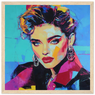 Pop Art Portrait of Madonna Art Print Light Wood Frame