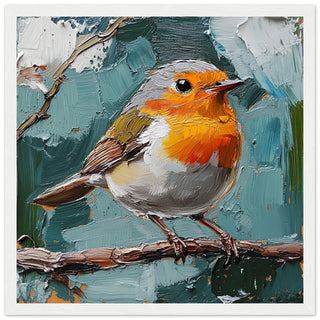 Robin - A Burst of Nature's Charm White Frame