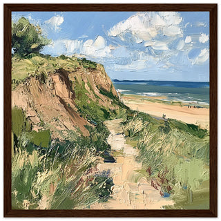 Serene Coastal Path in Hunstanton Art Print Dark Wood Frame