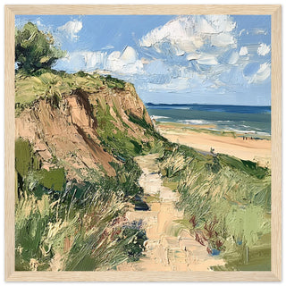 Serene Coastal Path in Hunstanton Art Print Light Wood Frame