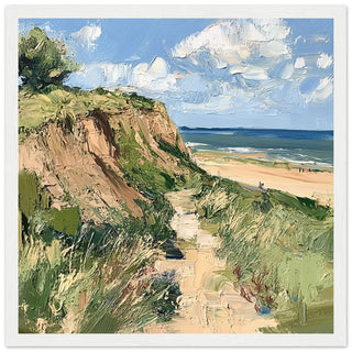 Serene Coastal Path in Hunstanton Art Print White Frame