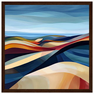 Serenity in Motion - Abstract Sand Dunes of Holkham Art Print Dark Wood Frame