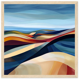 Serenity in Motion - Abstract Sand Dunes of Holkham Art Print Light Wood Frame