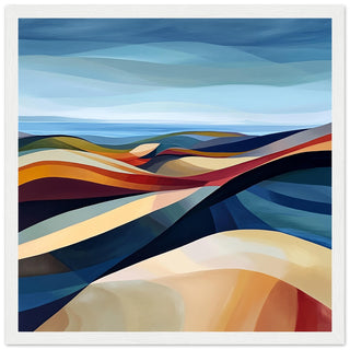 Serenity in Motion - Abstract Sand Dunes of Holkham Art Print White Frame