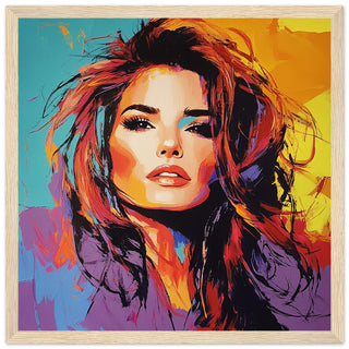 Shania Twain Pop Art Print Light Wood Frame