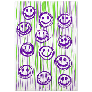 Smiles for Days: The Joyful Parade - Purple on Green Art Print