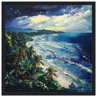 Stormy Coastal Landscape of Bali Art Print Black Frame