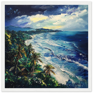 Stormy Coastal Landscape of Bali Art Print White Frame