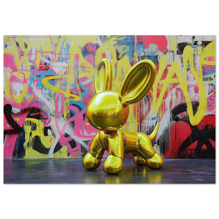 Street Art Balloon Dog - Gold Art Print