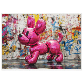 Street Art Balloon Dog - Pink Art Print White Frame