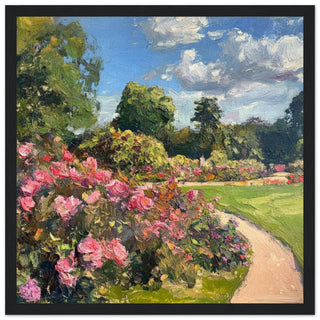 Summer Blooms in Greenwich Park Art Print Black Frame