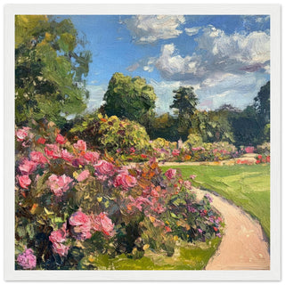 Summer Blooms in Greenwich Park Art Print White Frame