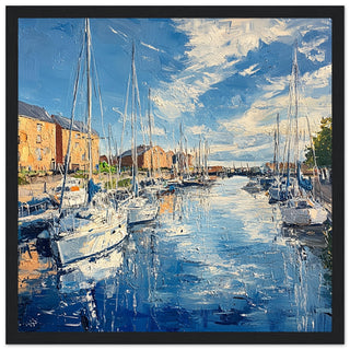 Summer Sun at Hull Marina Large Art Print Black Wood Frame
