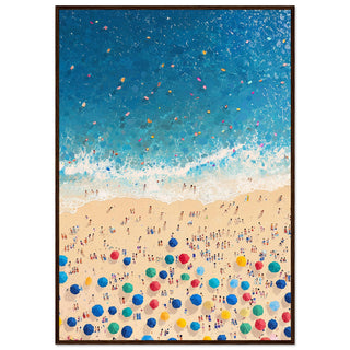 Sun Kissed Bliss - Aerial Adventure on the Colourful Coast Art Print Dark Wood Frame