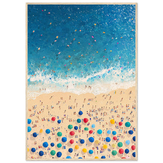 Sun Kissed Bliss - Aerial Adventure on the Colourful Coast Art Print Light Wood Frame