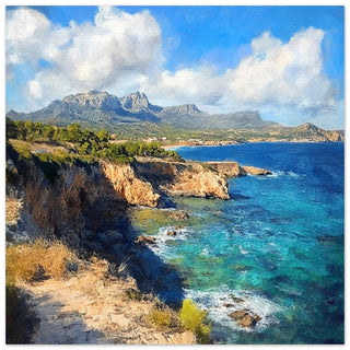 Sunlit Cliffs of Majorca Coastline Art Print