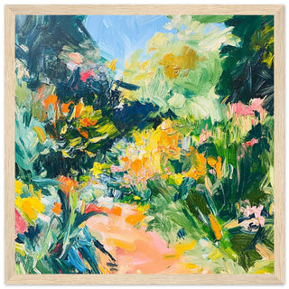 Sunlit Path at Kew Gardens Art Print Light Wood Frame