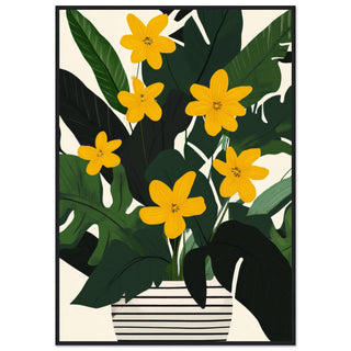 Sunshine in a Striped Pot Art Print Black Frame