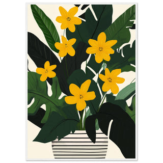 Sunshine in a Striped Pot Art Print White Frame