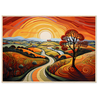 Swirls of Sunset Bliss Light Wooden Frame