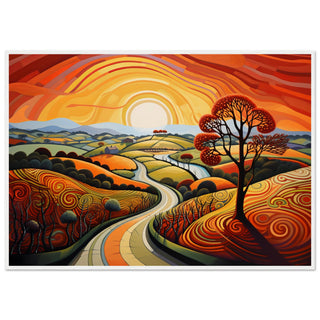 Swirls of Sunset Bliss White Wooden Frame