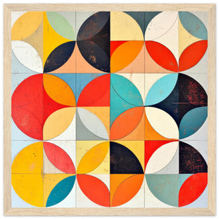 Symphony in Circles Art Print Light Wood Frame