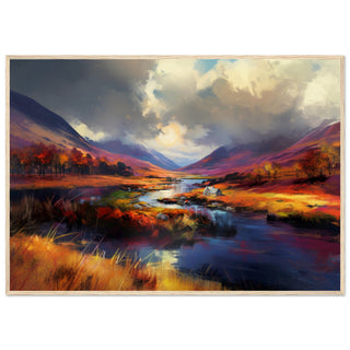 The Scottish Highlands: An Abstract Ode to Untamed Beauty Light Wooden Frame