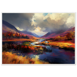 The Scottish Highlands: An Abstract Ode to Untamed Beauty White Wooden Frame
