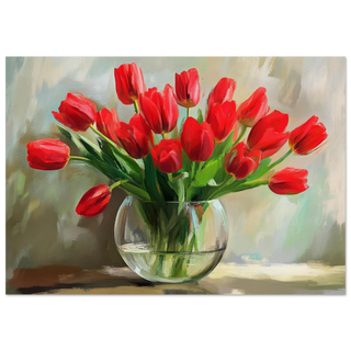 Vase of Red Tulips