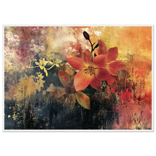Vibrant Autumn Floral Mixed Media White Wood Framed Art Print