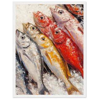 Vibrant Catch - A Spectrum of the Sea Art Print White Frame