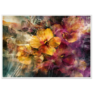 Vibrant Floral Mixed Media White Wood Framed Art Print