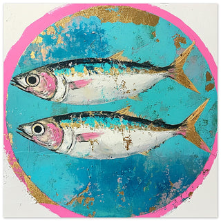 Vibrant Mackerel Art Print with Pink and Gold Accents Art Print
