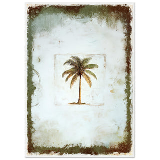 Vintage Palm Tree Print Large White Wood Frame Art Print