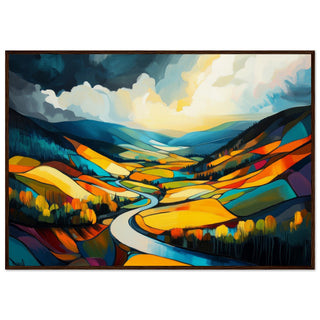 Welsh Valleys of Light Brown Wooden Frame