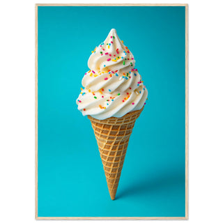 Whirl of Delight - Blue Art Print Light Wood Frame