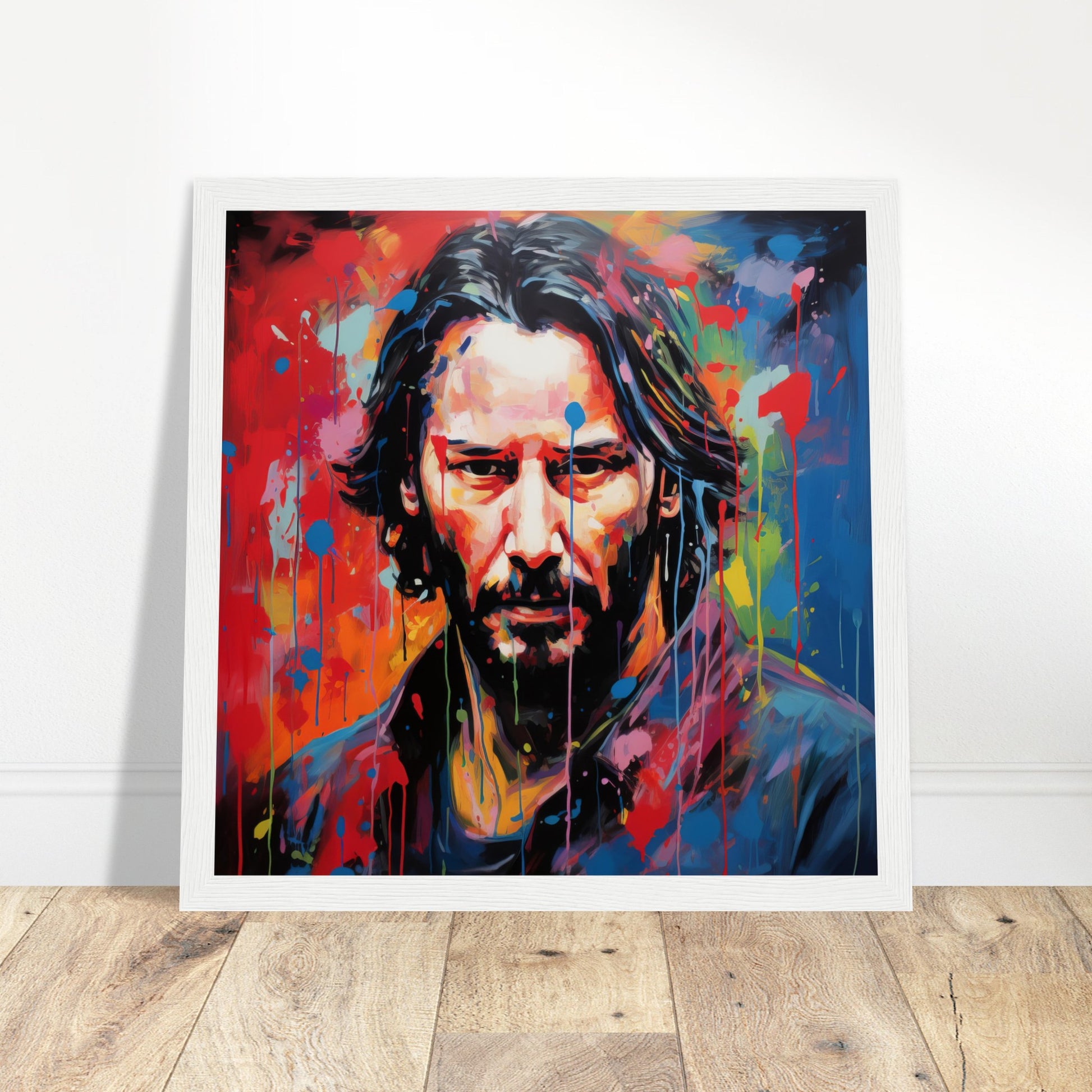Keanu Reeves Pop Art - Print Room Ltd Dark wood frame 70x70 cm / 28x28"