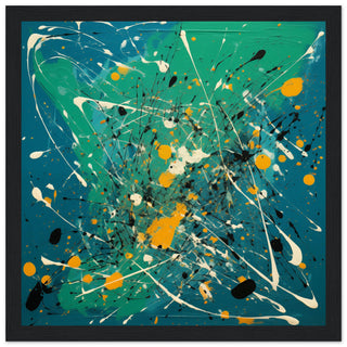 Abstract Art #44 - Pollock Style White frame 50x50 cm / 20x20"