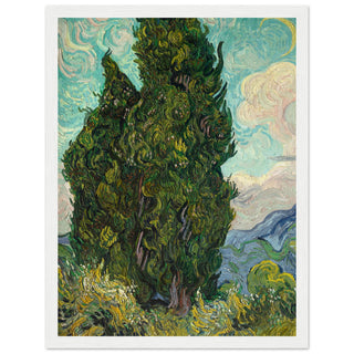Cypresses art print white frame | By Print Room Ltd