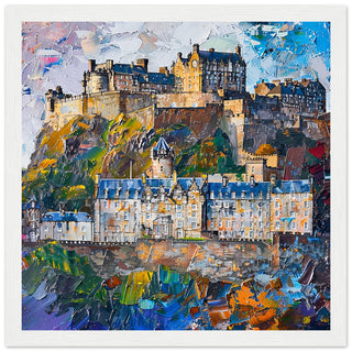 Royal Vista: Edinburgh Castle Immersed in Colour white framed art print| By Print Room Ltd