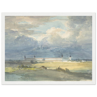 Landscape with a Large Building artwork print white frame | By Print Room Ltd