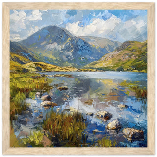 Reflections of Llyn Idwal wood framed art print | By Print Room Ltd