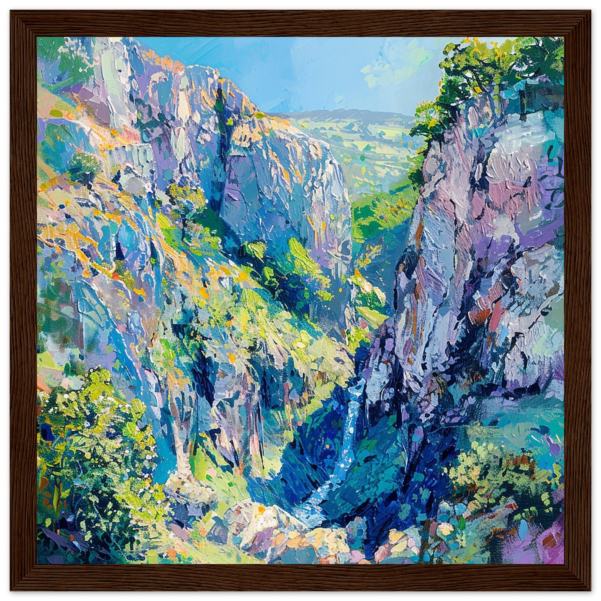 Cheddar Gorge Grandeur framed dark wood artwork print | By Print Room Ltd
