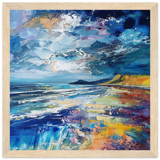 Rhossili Bay Abstract wood framed art print | By Print Room Ltd