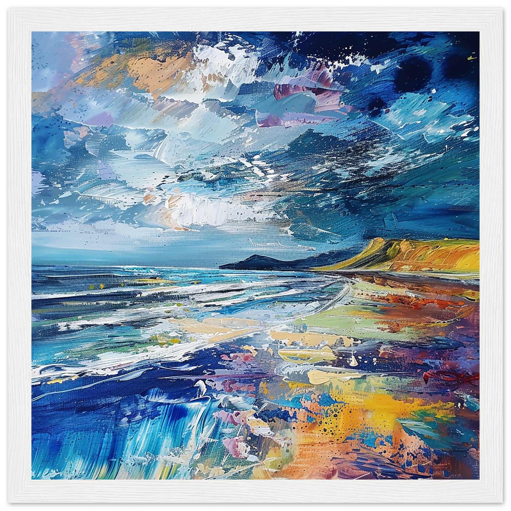 Rhossili Bay Abstract white framed art print | By Print Room Ltd
