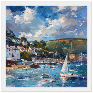 Salcombe Estuary Elegance: Framed white wood Artwork print | By Print Room Ltd