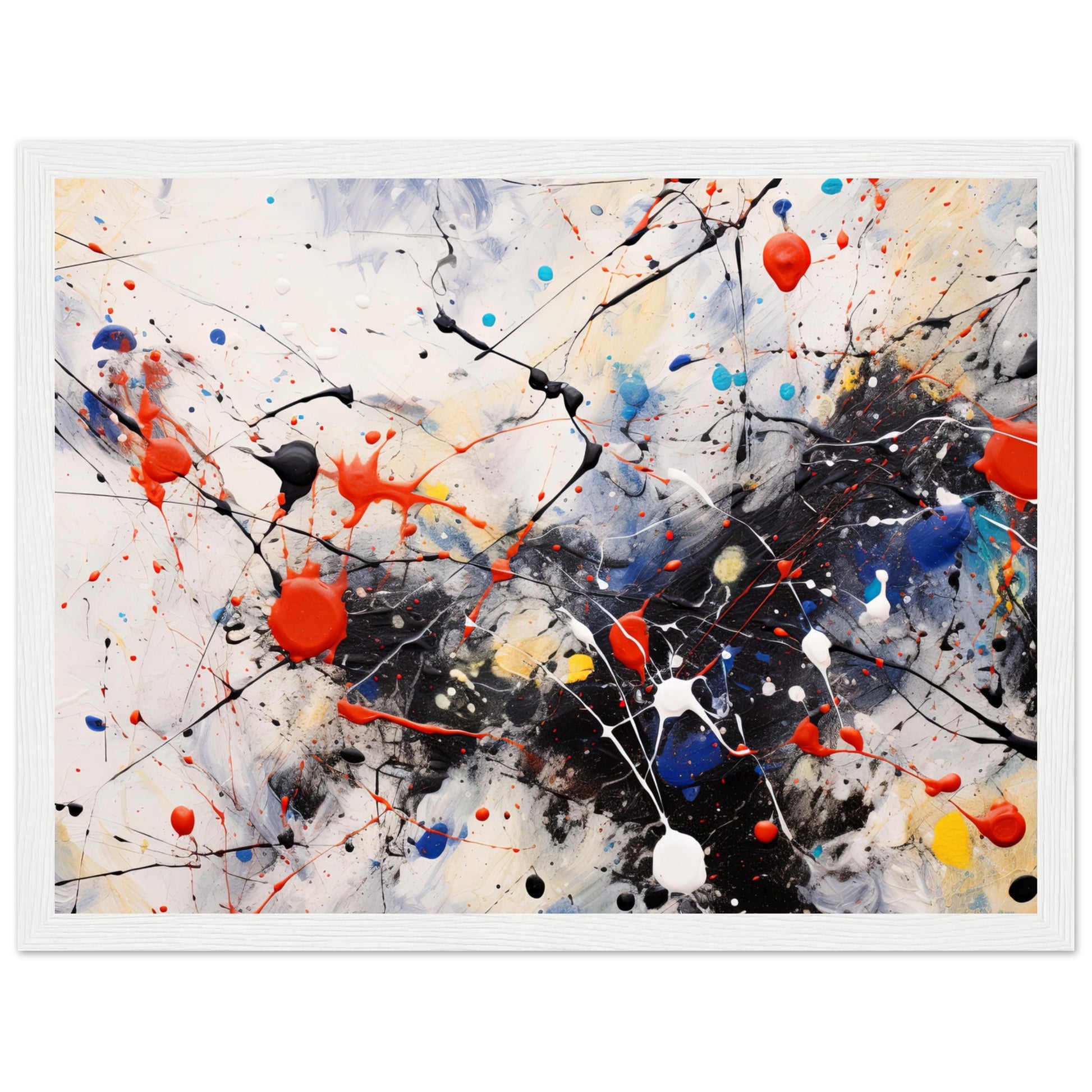 Pollock Style Abstract Art Print #24 Black frame 70x100 cm / 28x40"