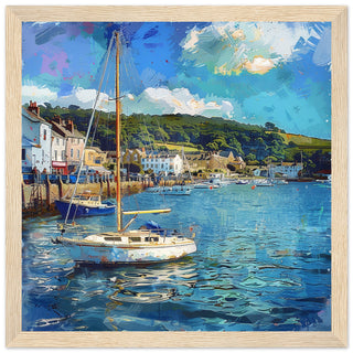 Salcombe Sailboats large Framed wood artwork print | By Print Room Ltd