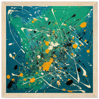 Abstract Art #44 - Pollock Style Wood frame 30x30 cm / 12x12"
