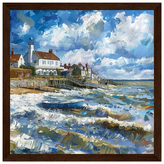 Maritime Serenity: Southwold Lighthouse View dark wood framed art print | By Print Room Ltd